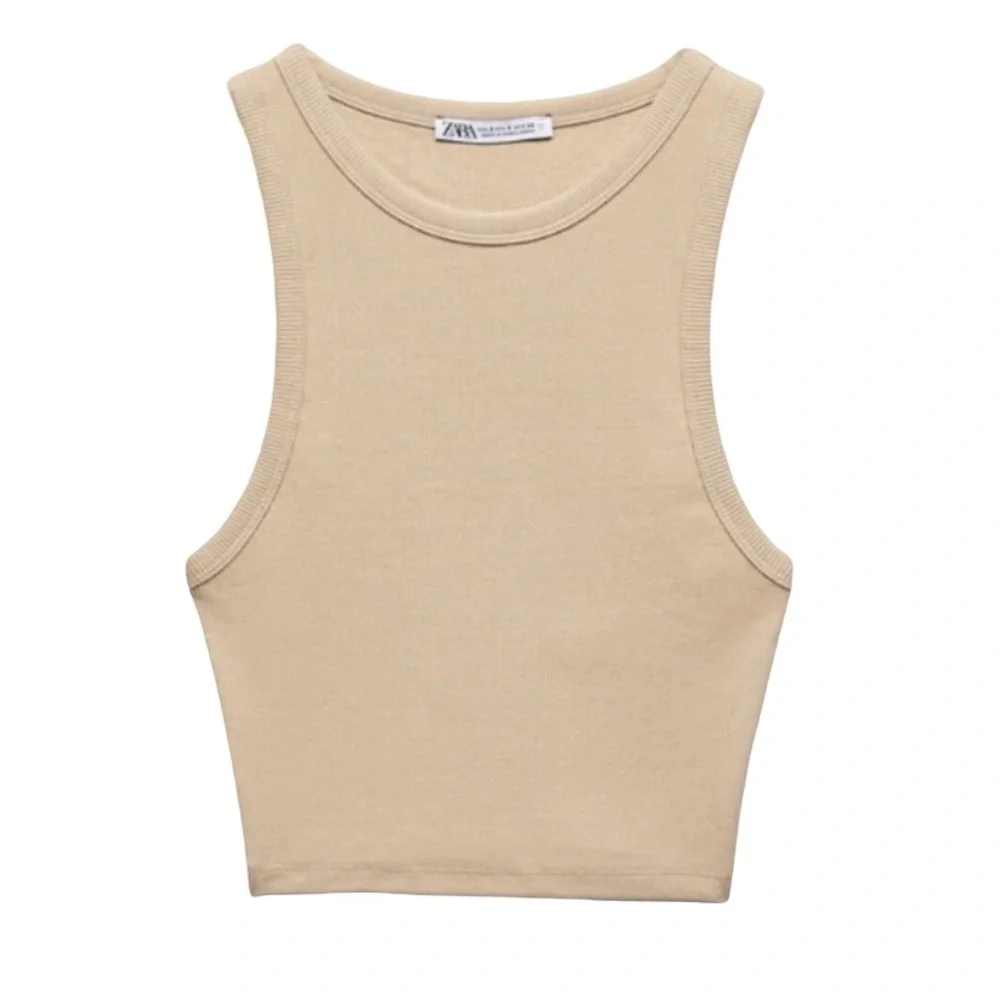 Zara Beige Sleeveless Crop Top Size Large - Picture 5 of 11